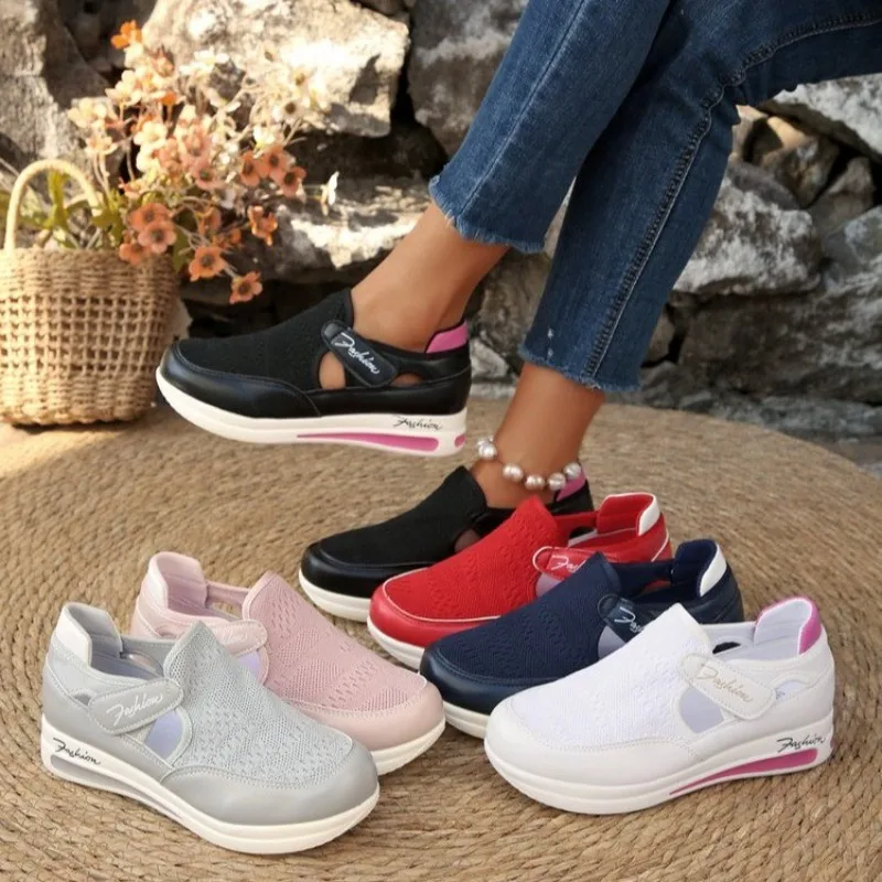 Women Platform Slip on Sneaker - Velcro Hook Loop ulasan dan harga