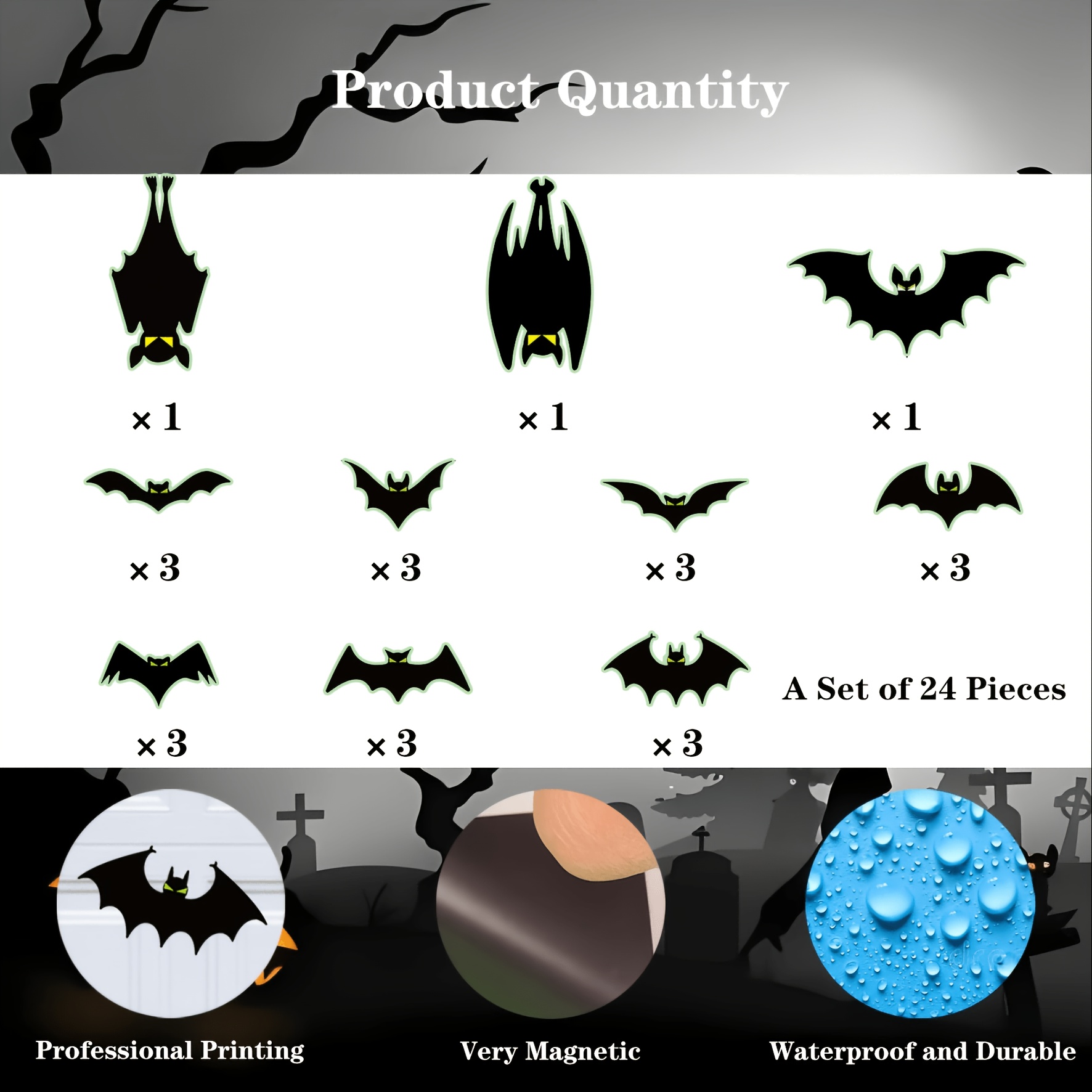 24 Halloween Magnetic Bats for - Cosplay Bat Prop ulasan dan harga