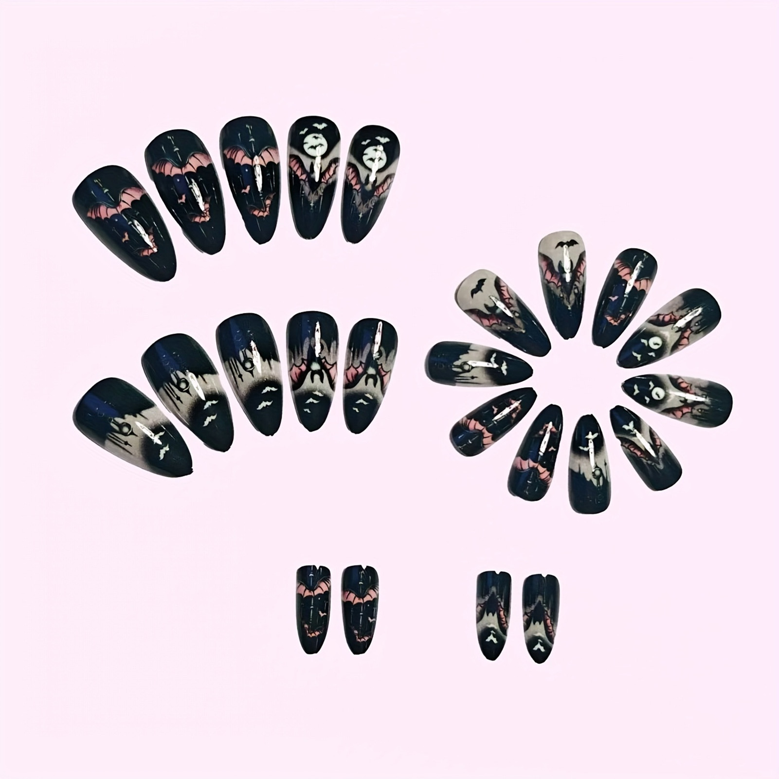 24Pcs Halloween Fake Nails Bla - Cosplay Bat Prop ulasan dan harga
