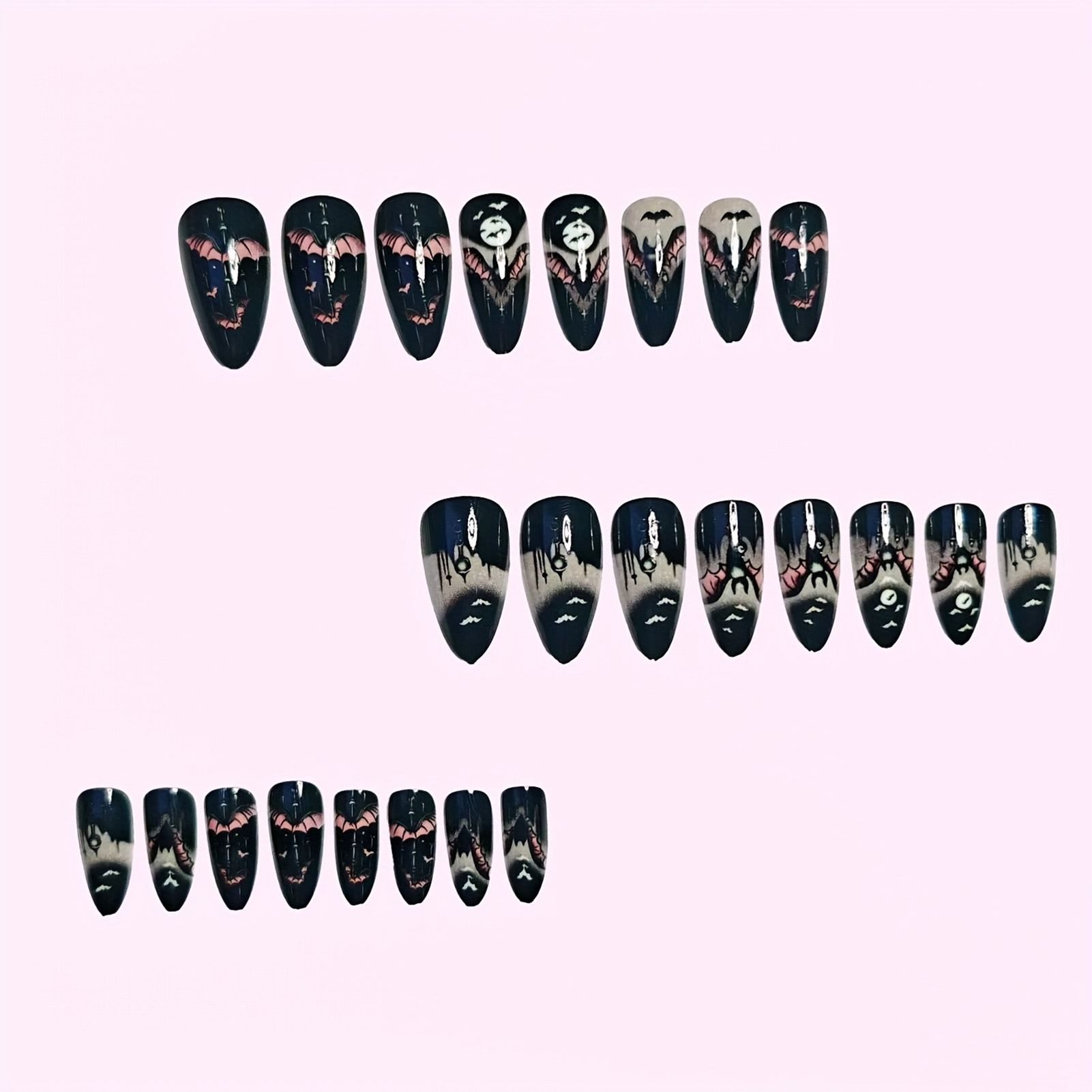 24Pcs Halloween Fake Nails Bla - Cosplay Bat Prop ulasan dan harga